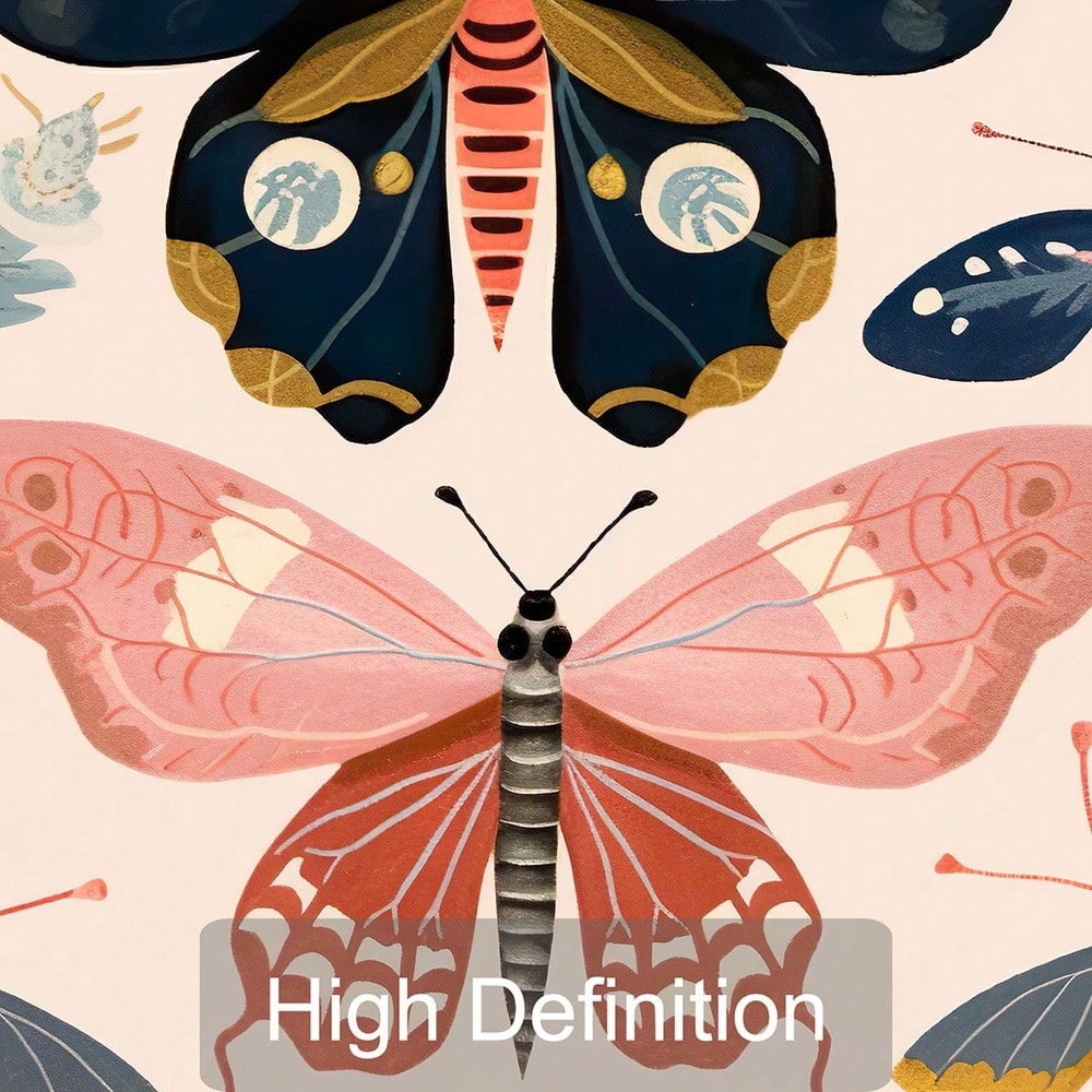 Boho Butterfly Floral Canvas Wall Art Print – Retro Aesthetic Botanical Unframed Poster for Bedroom Living Room Modern Home Decoration